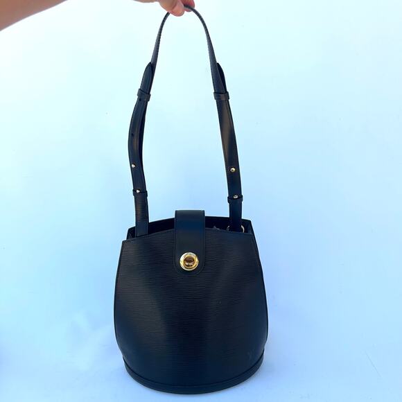 Louis Vuitton Cluny Epi Leather Shoulder Bag Black Bucket Purse Designer - Picture 8 of 13